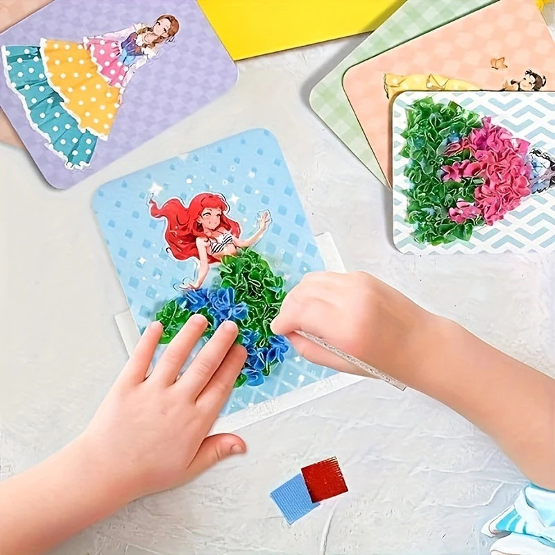 12Stück Prinzessin Board Aufkleber Stoff Poke Kunst DIY Kit - Image 3