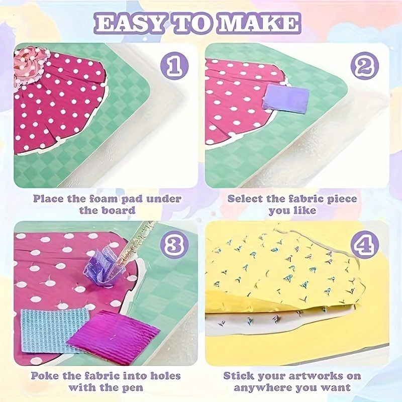 12Stück Prinzessin Board Aufkleber Stoff Poke Kunst DIY Kit - Image 4