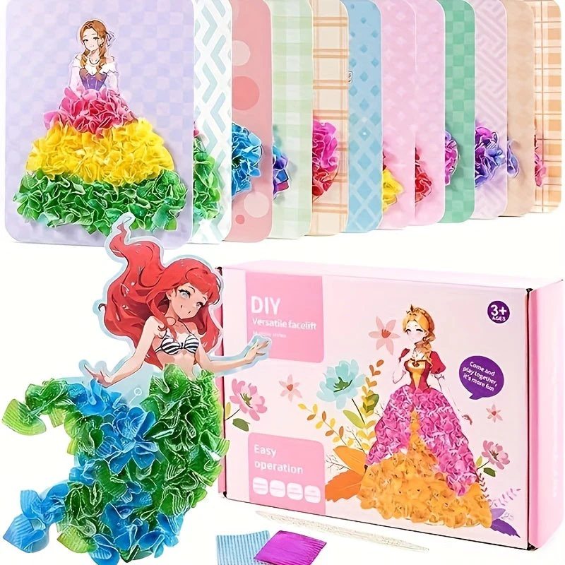 12Stück Prinzessin Board Aufkleber Stoff Poke Kunst DIY Kit