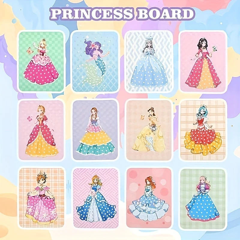 12Stück Prinzessin Board Aufkleber Stoff Poke Kunst DIY Kit - Image 6