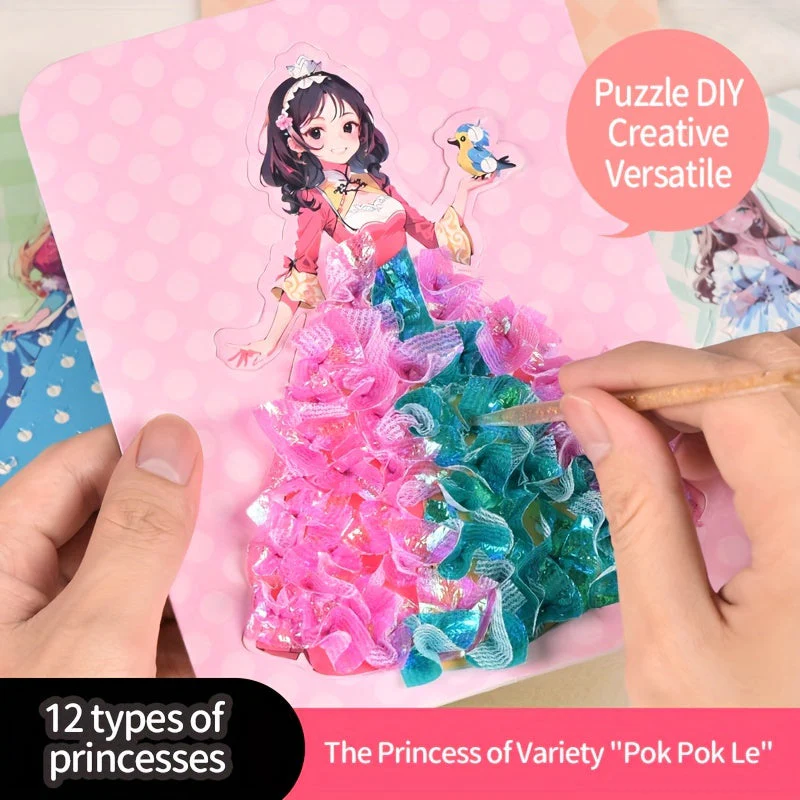 12Stück Prinzessin Board Aufkleber Stoff Poke Kunst DIY Kit - Image 8