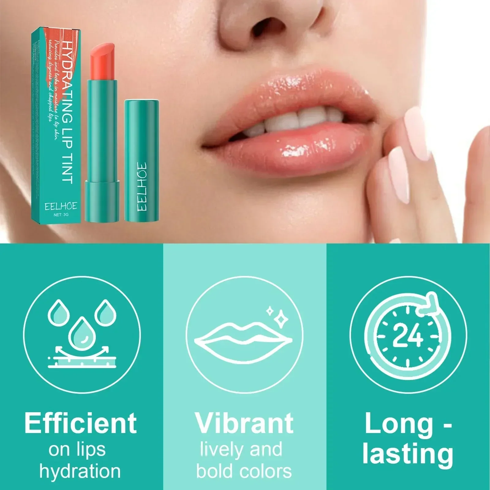 HydraGlow - 24 Stunden feuchtigkeitsspendende Lippenstiftfarbe (3 Stück) | 50% RABATT - Image 6