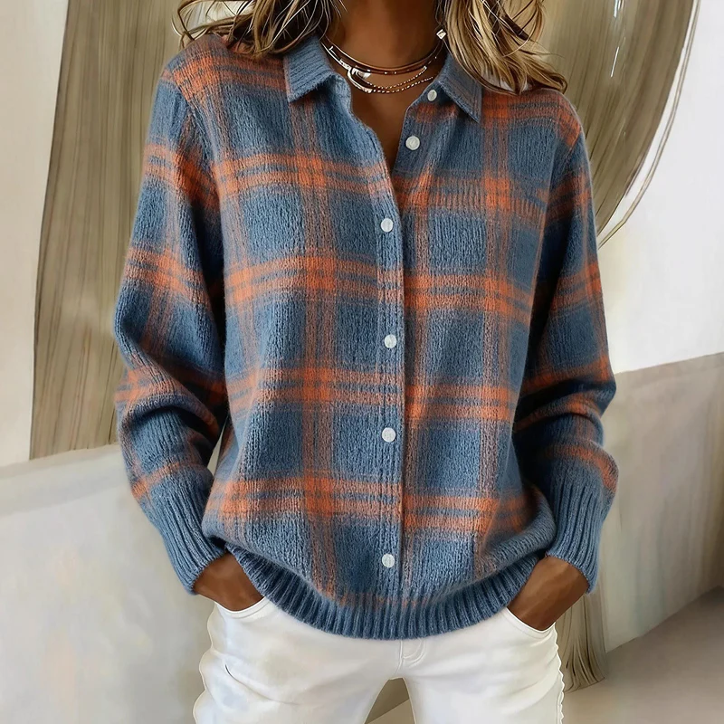 Abby – Damen Karo-Strickcardigan | 50% RABATT - Image 2