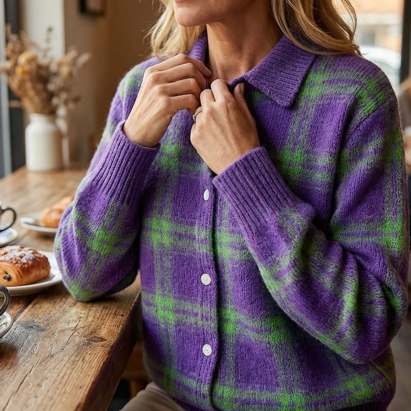 Abby – Damen Karo-Strickcardigan | 50% RABATT - Image 4