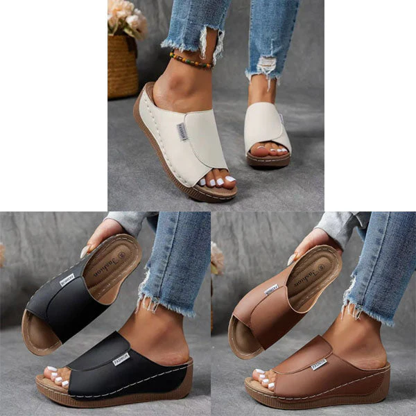 Bequeme Slides mit Fußgewölbeunterstützung – Einfarbige Damensandalen – Atmungsaktiv - Image 10