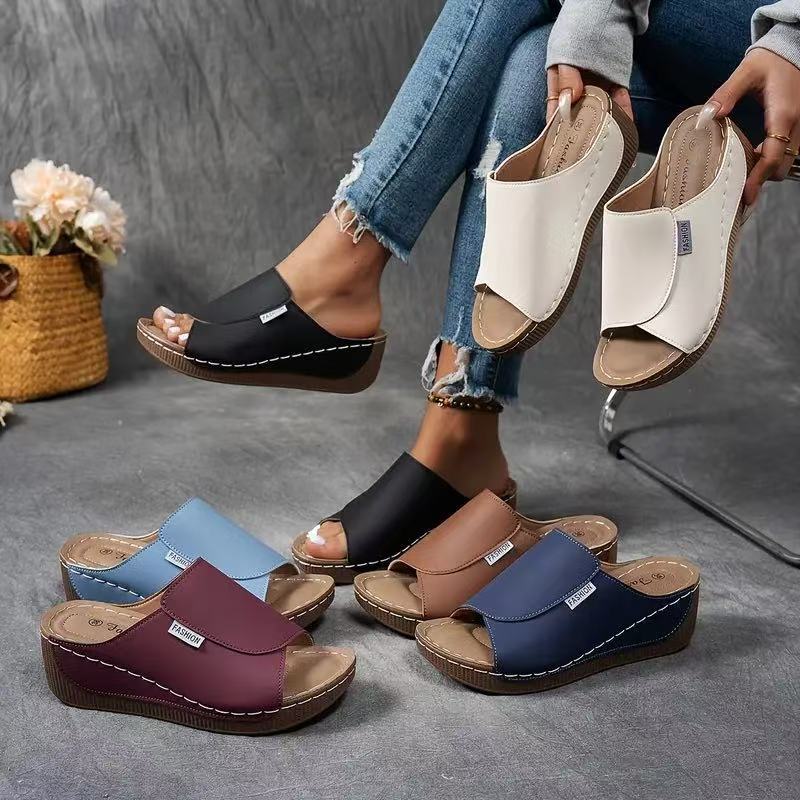 Bequeme Slides mit Fußgewölbeunterstützung – Einfarbige Damensandalen – Atmungsaktiv - Image 11