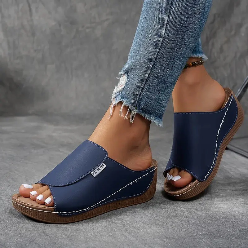 Bequeme Slides mit Fußgewölbeunterstützung – Einfarbige Damensandalen – Atmungsaktiv - Image 16