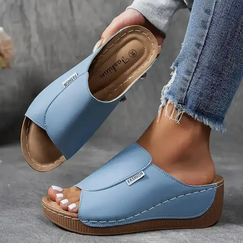 Bequeme Slides mit Fußgewölbeunterstützung – Einfarbige Damensandalen – Atmungsaktiv - Image 17