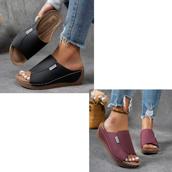 Bequeme Slides mit Fußgewölbeunterstützung – Einfarbige Damensandalen – Atmungsaktiv - Image 9
