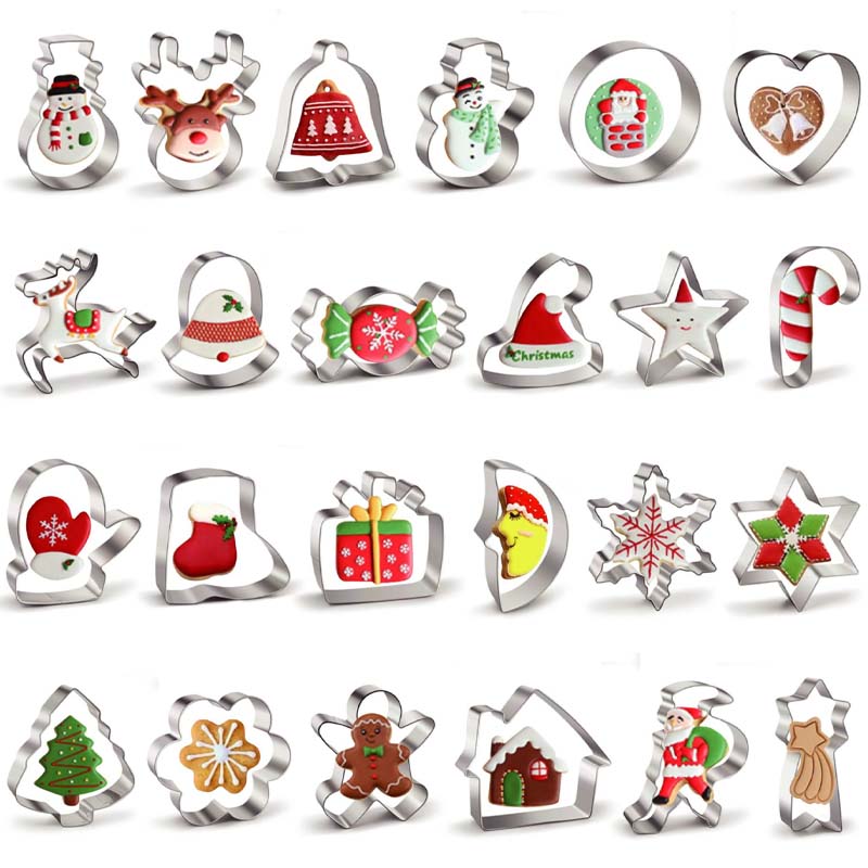 BakeJoy – 24-teiliges Edelstahl-Set Weihnachts-Ausstechformen