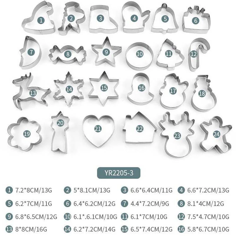 BakeJoy – 24-teiliges Edelstahl-Set Weihnachts-Ausstechformen - Image 9