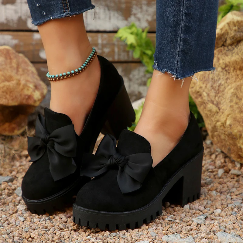 Carolyn – Damen-Loafers mit Schleife und Blockabsatz - Image 2