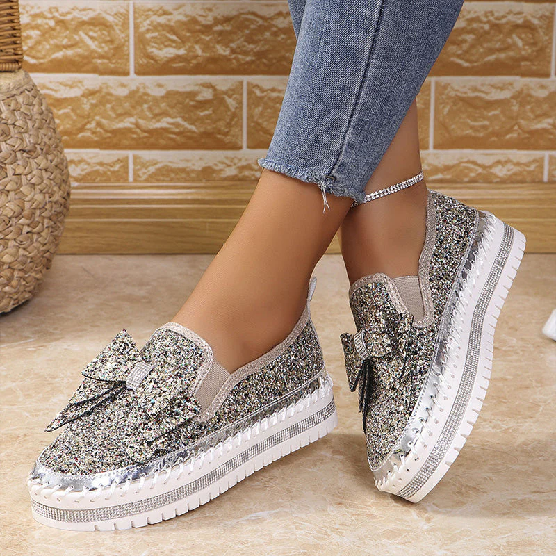 Damen Slipper - Stilvoller Komfort mit Strass & Schleife, Rutschfest - Image 2