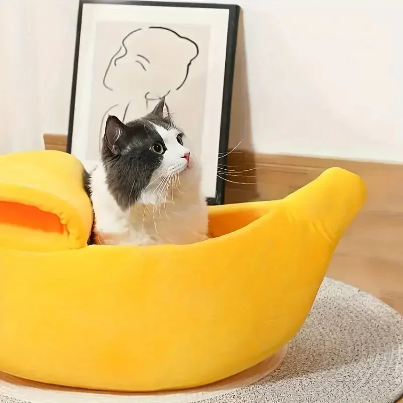 das kuschelige bananenförmige Bett für Ihren pelzigen Freund!
