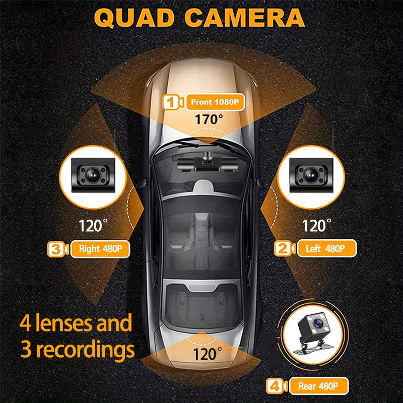 DriveGuard 360™ – 4-Kanal Dashcam mit 1080P & Nachtsicht - Image 3