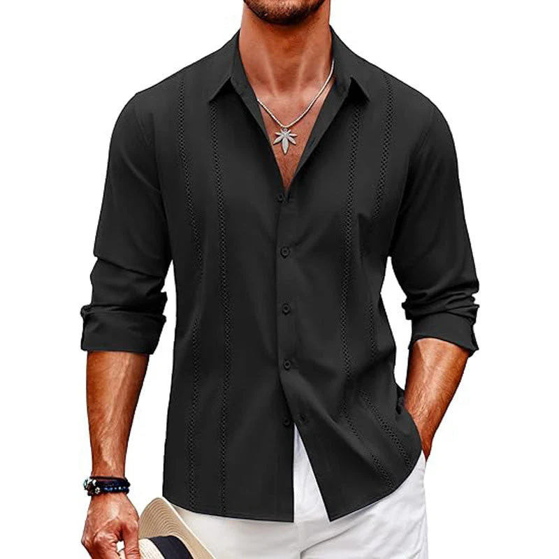 Emil — Men's Long Sleeve Shirt with Elegant Collar - Image 3
