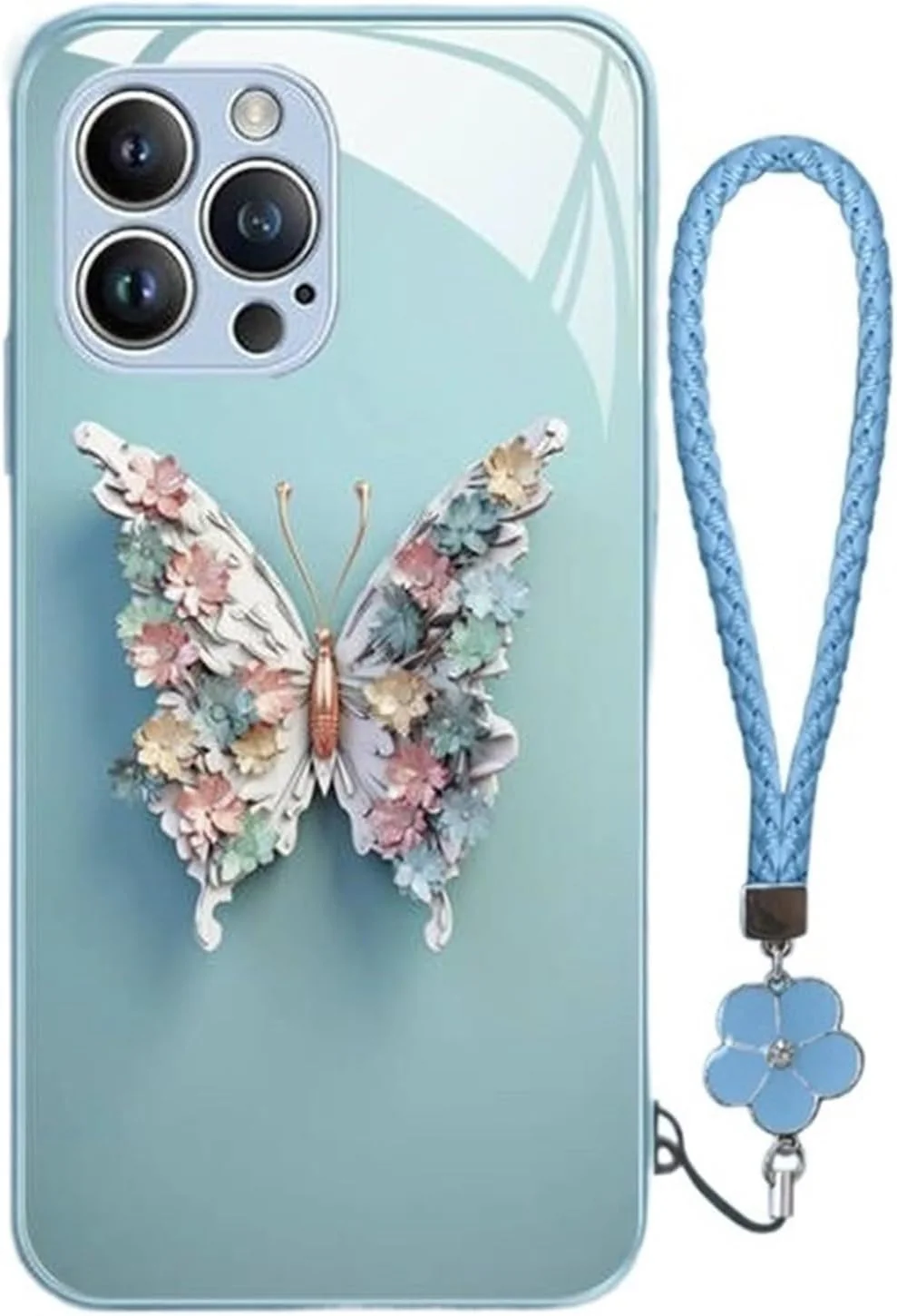 Flache 3D Schmetterling Muster Glas Abdeckung kompatibel für IPhone - Image 9