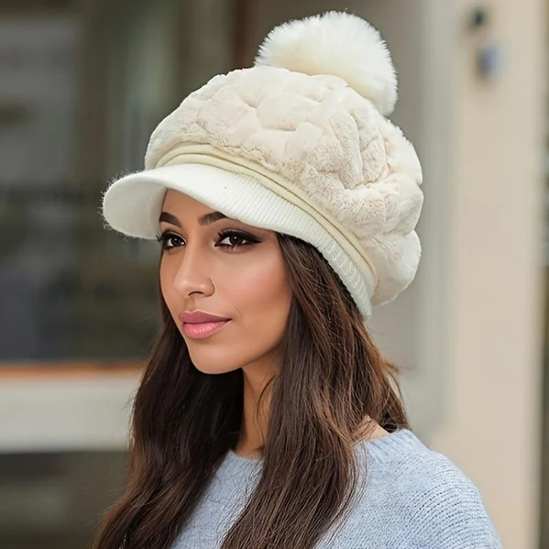 Flair — Damen Plüsch Wintermütze mit kurzem Schirm | 50% RABATT