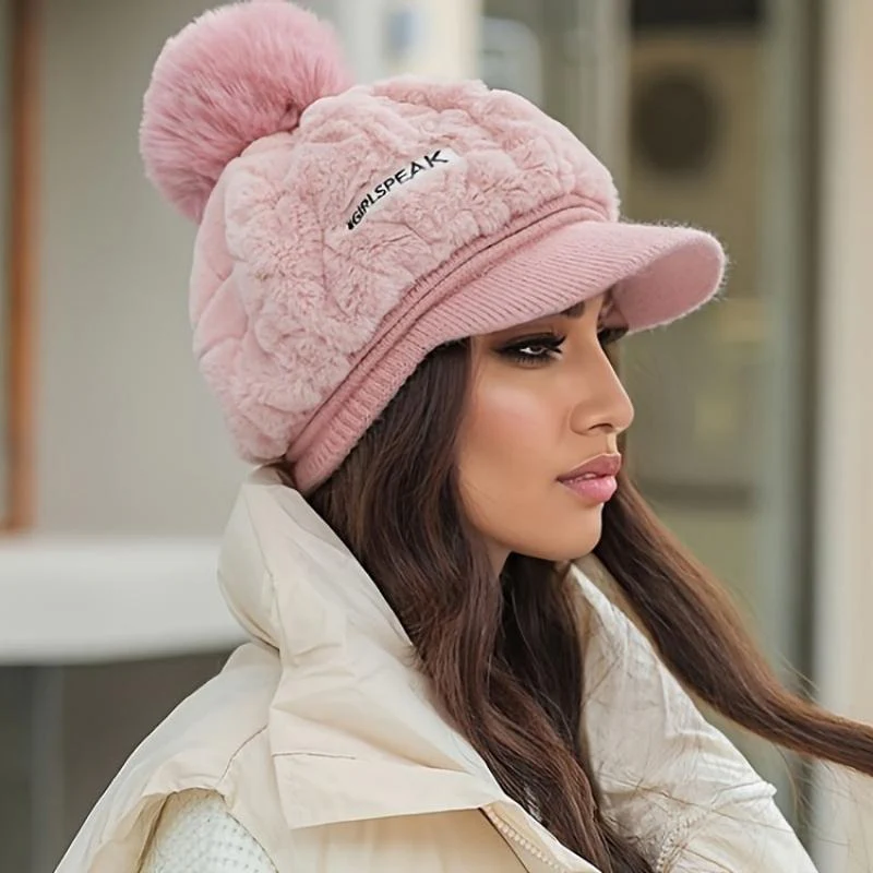 Flair — Damen Plüsch Wintermütze mit kurzem Schirm | 50% RABATT - Image 5