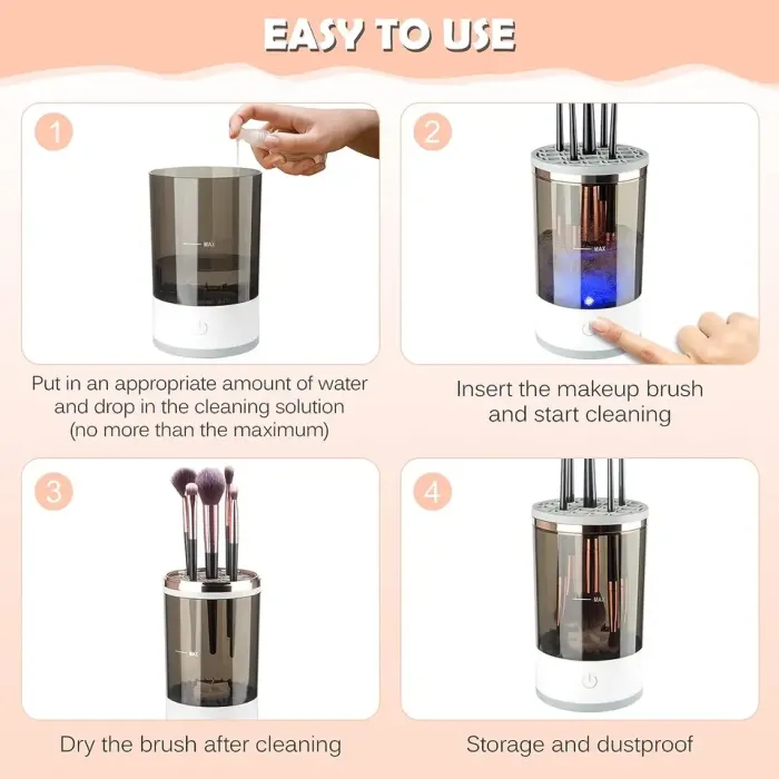 GlamClean™ – USB Elektrischer 3-in-1 Make-up-Pinselreiniger - Image 2