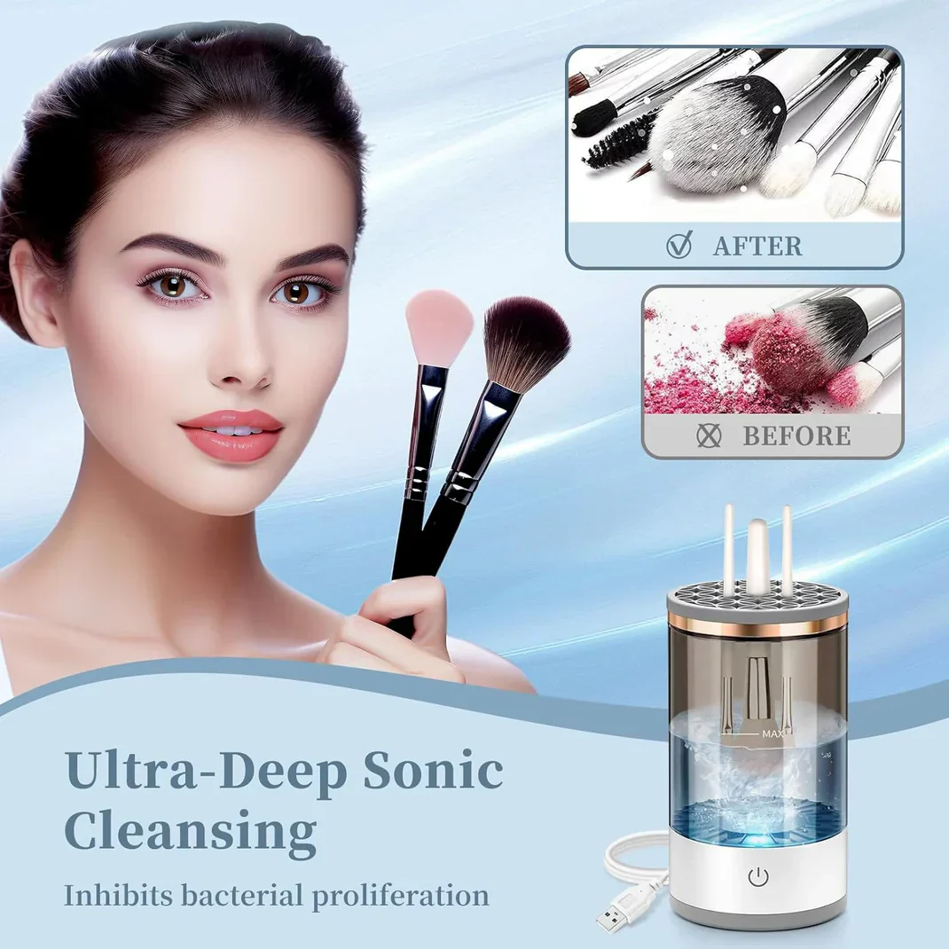 GlamClean™ – USB Elektrischer 3-in-1 Make-up-Pinselreiniger - Image 4