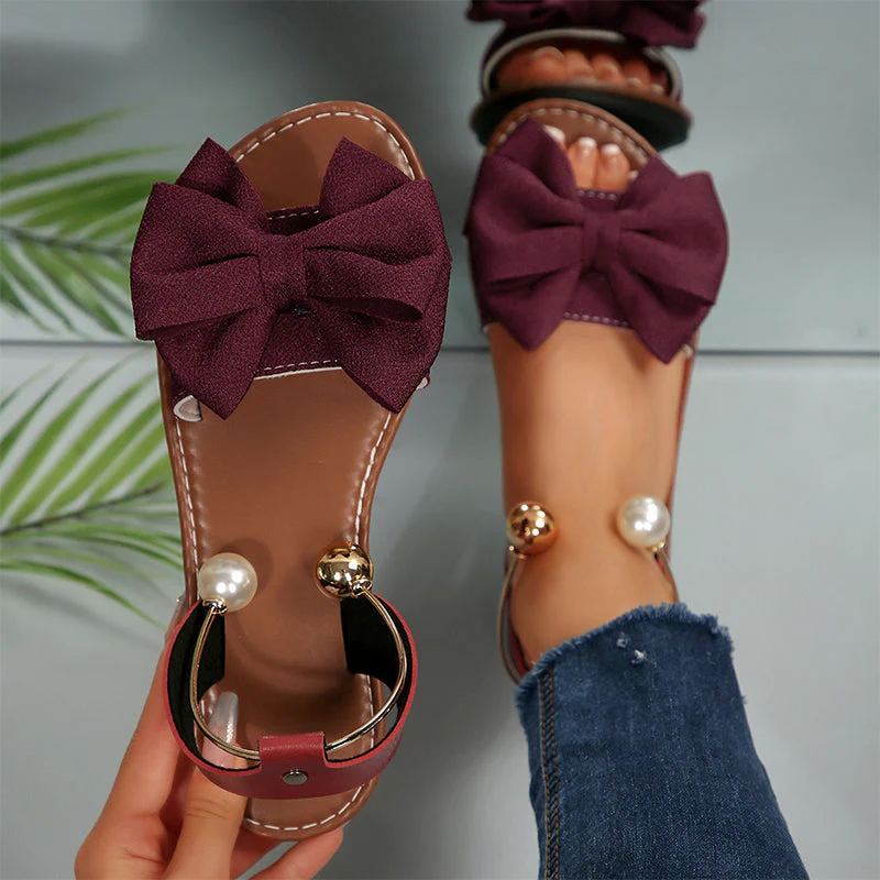 Heidi – Damen-Sandalen mit Schleife und Perlenverzierung am Knöchel - Image 13