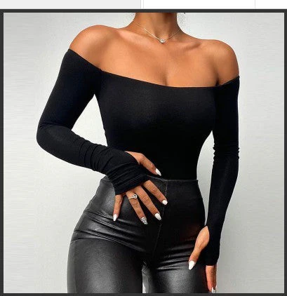Heidi — Damen Schwarzes Top mit asymmetrischen Cutouts und Spitzenärmeln - Image 12