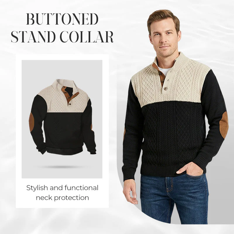 Heiss – Herrenpullover mit Knopfleiste und Farbblockdesign - Image 10
