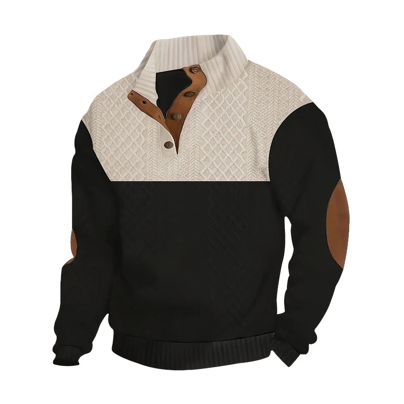 Heiss – Herrenpullover mit Knopfleiste und Farbblockdesign - Image 16