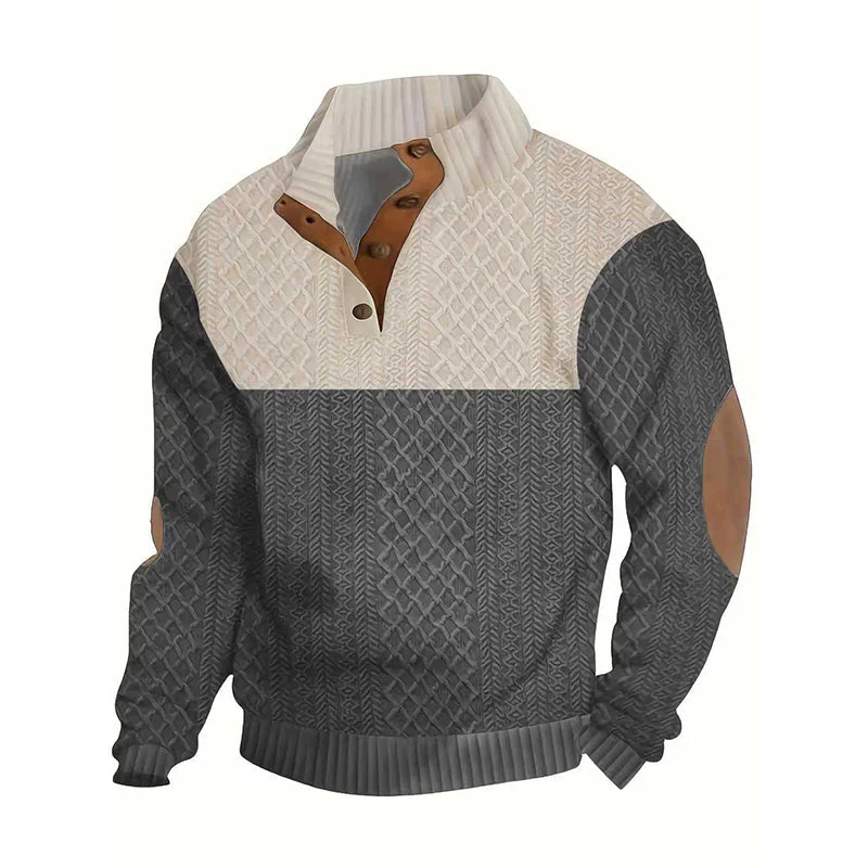 Heiss – Herrenpullover mit Knopfleiste und Farbblockdesign - Image 18