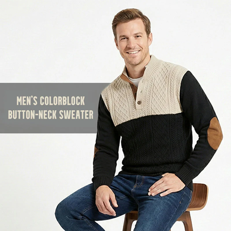 Heiss – Herrenpullover mit Knopfleiste und Farbblockdesign - Image 6