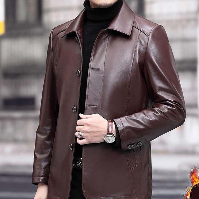 Henry – Herrenjacke aus PU-Leder mit Plüschfutter für den Winter