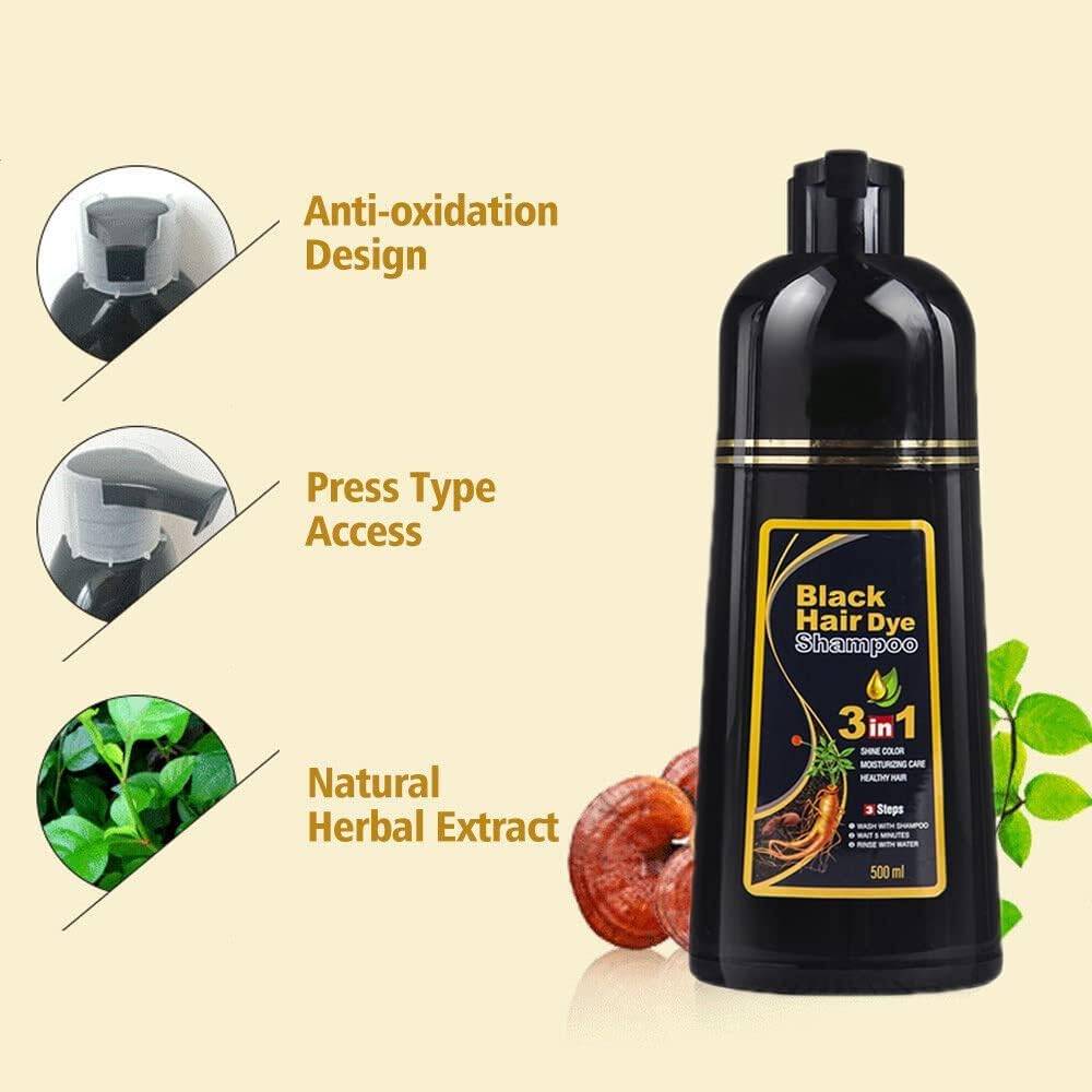 Herbal 3 in 1 Haarfärbemittel Instant Black Hair Shampoo - Image 2