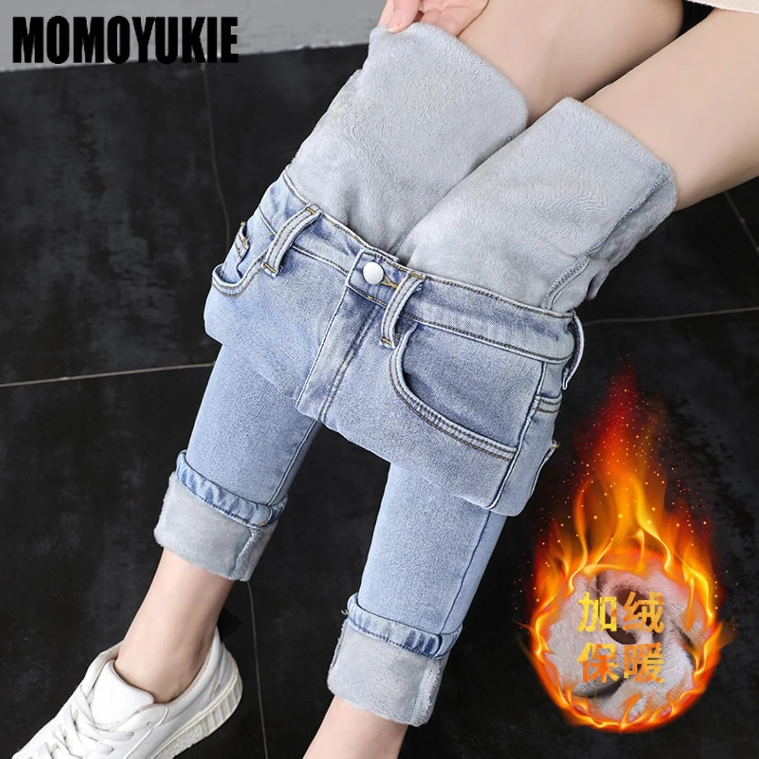 Hochgeschnittene Winter-Thermo-Jeans-Hose - Image 3