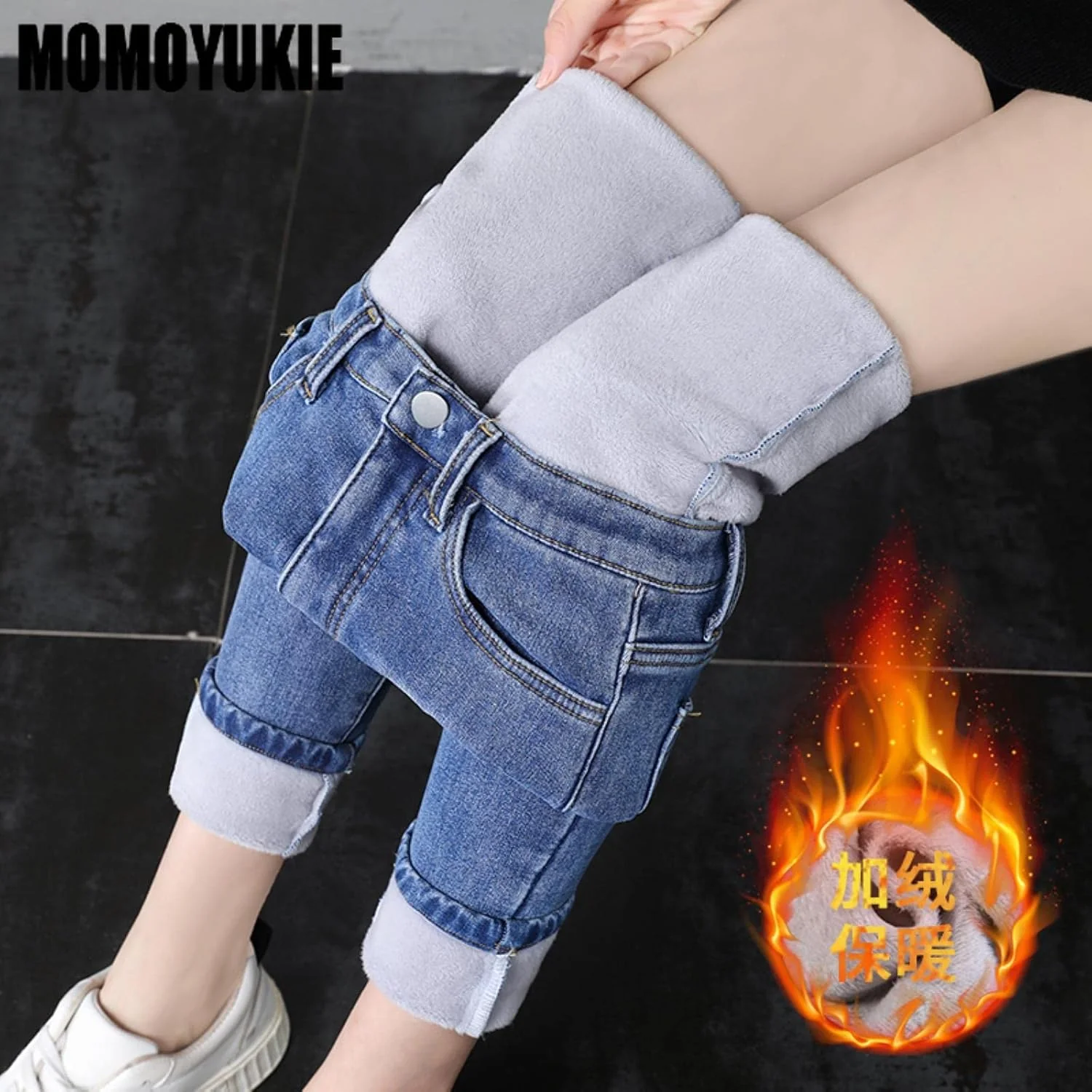 Hochgeschnittene Winter-Thermo-Jeans-Hose - Image 6