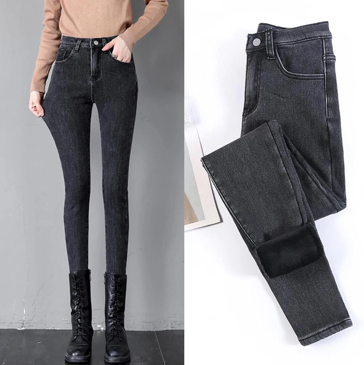 Hochgeschnittene Winter-Thermo-Jeans-Hose - Image 7