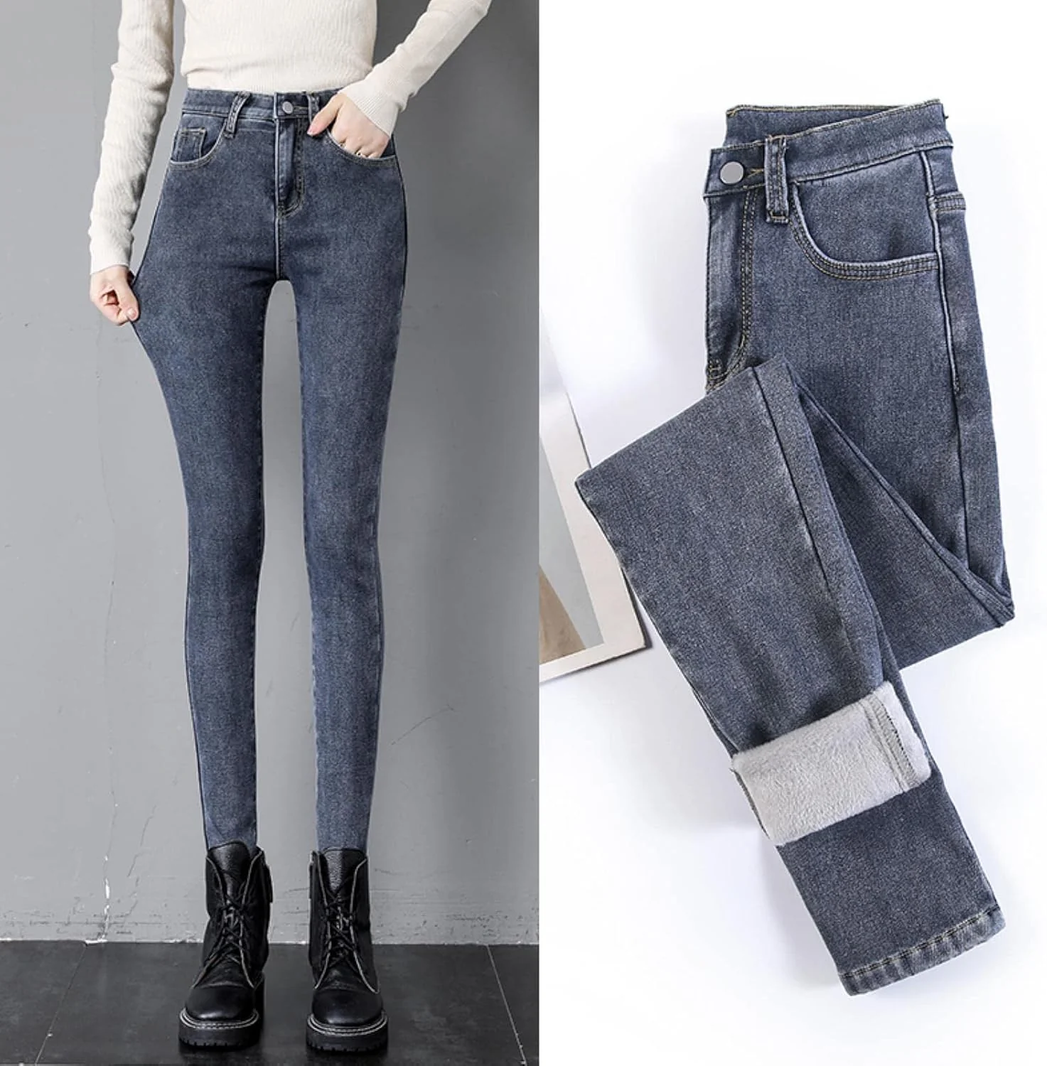 Hochgeschnittene Winter-Thermo-Jeans-Hose - Image 8