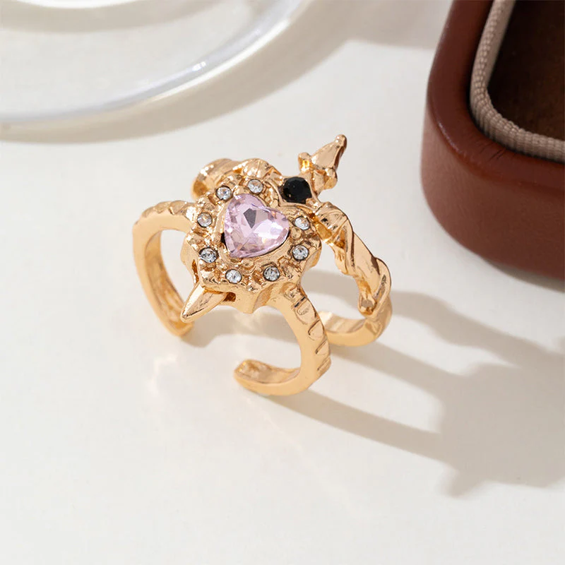Jina – Gothic-Romanze Herzring mit verstellbarem Band - Image 13