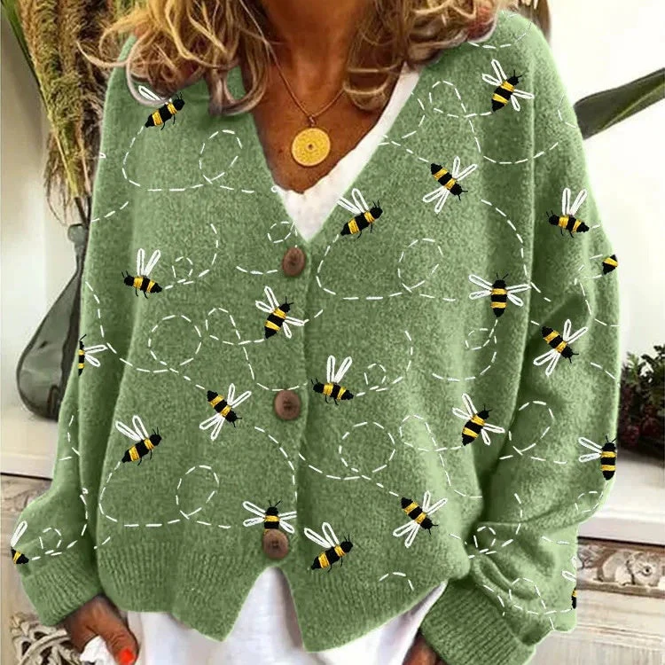 Knittella – Damen Strick-Cardigan mit Print & Knopfleiste - Image 4
