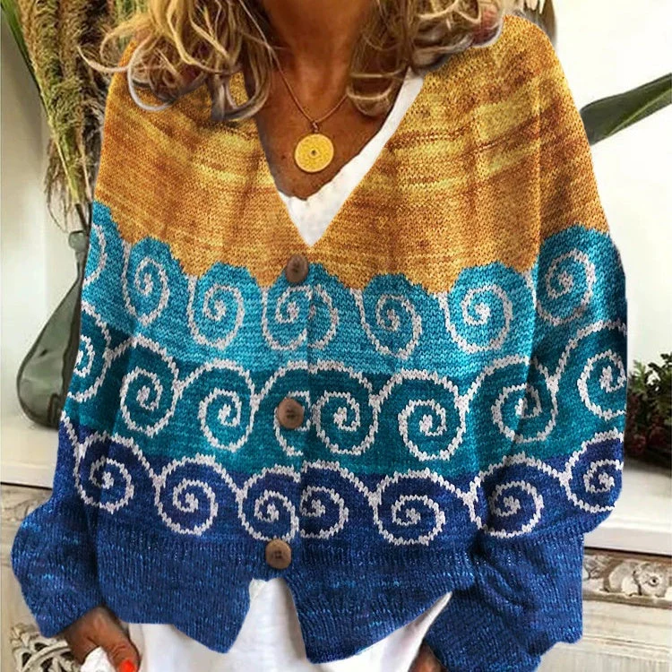 Knittella – Damen Strick-Cardigan mit Print & Knopfleiste - Image 5