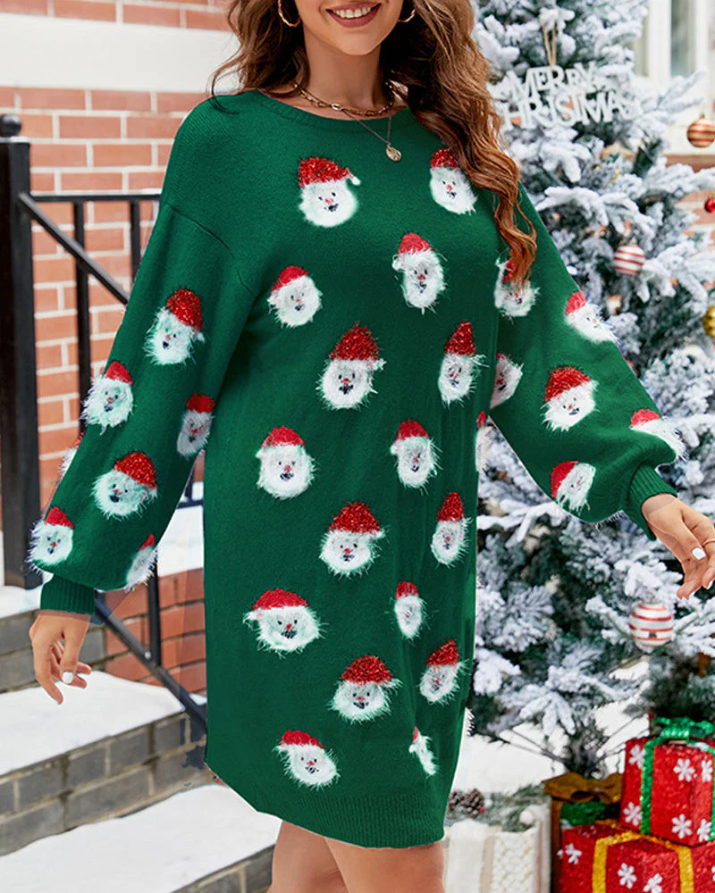 Lässiges Pulloverkleid mit Weihnachtsmann-Print | 50% RABATT - Image 4