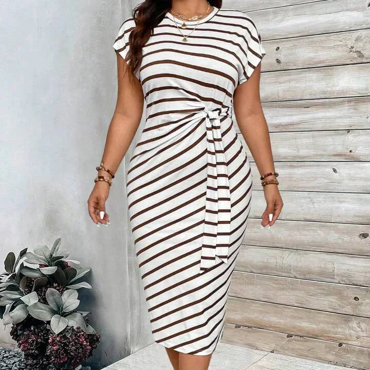 Leoparden-gestreiftes Maxikleid mit Farbblock und verstellbarer Taille - Image 16