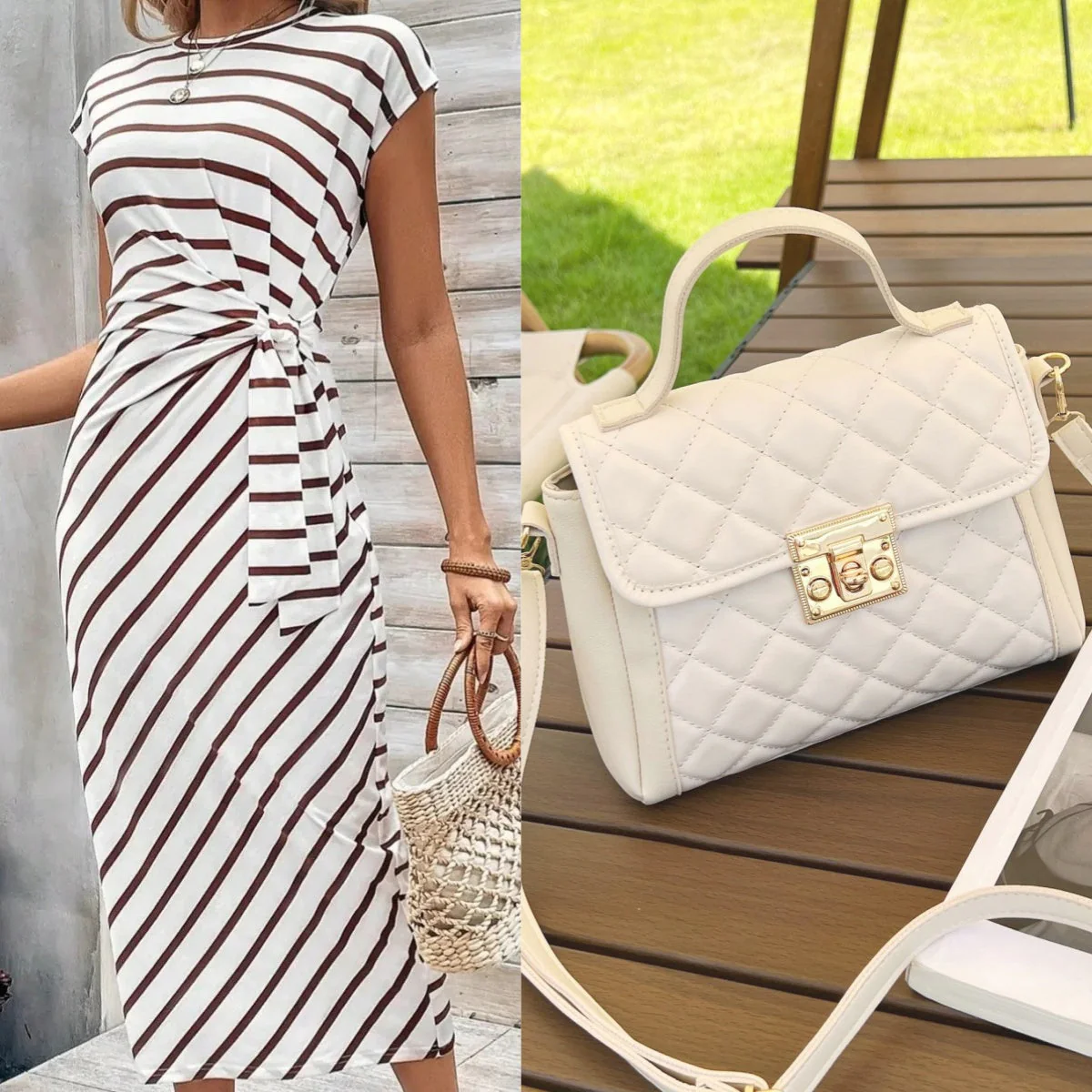 Leoparden-gestreiftes Maxikleid mit Farbblock und verstellbarer Taille - Image 21