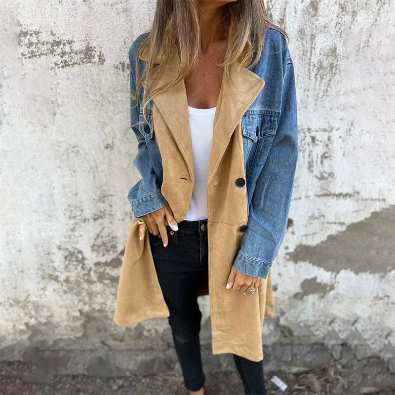 ChicDenim - Mittellanger Trenchcoat mit Denim-Jeans-Nähten | 50% RABATT - Image 3