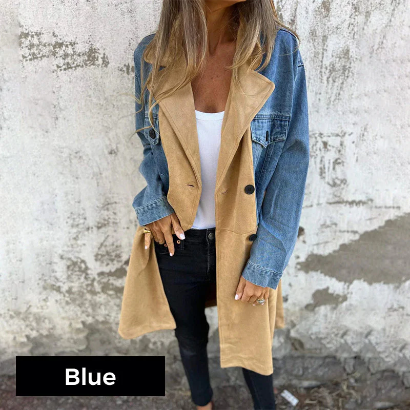 ChicDenim - Mittellanger Trenchcoat mit Denim-Jeans-Nähten | 50% RABATT - Image 9