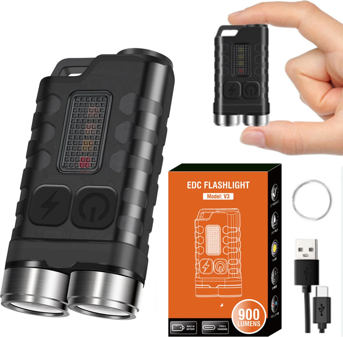 Multifunktions-Taschenlampe 900 Lumen - USB C - 12 Lichtmodi - Image 3