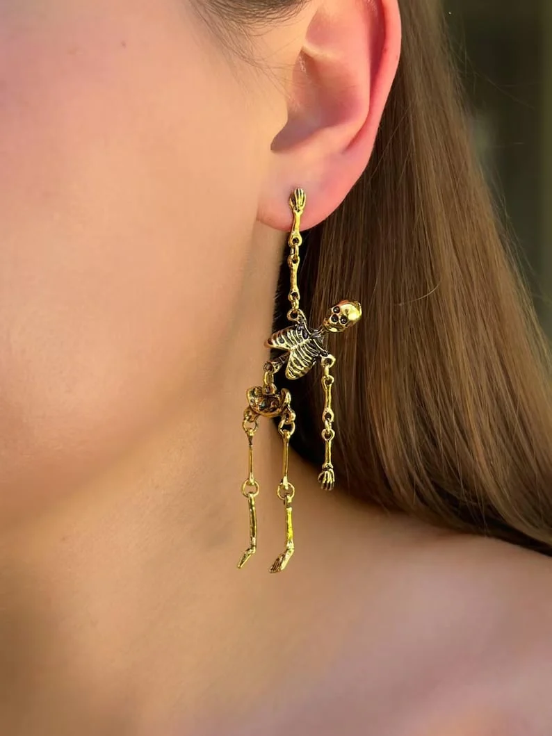 MystiGold – Skelett-Ohrringe in Gold | 1+1 GRATIS - Image 2