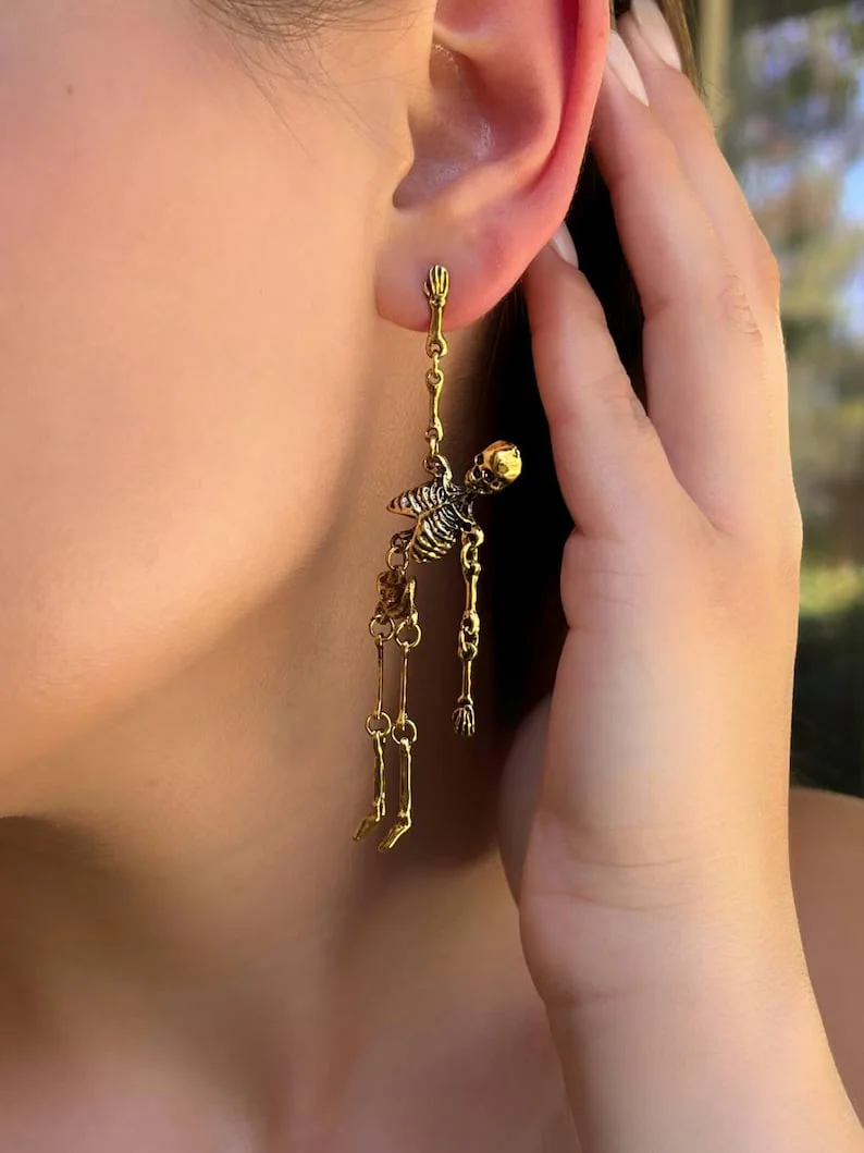 MystiGold – Skelett-Ohrringe in Gold | 1+1 GRATIS - Image 4