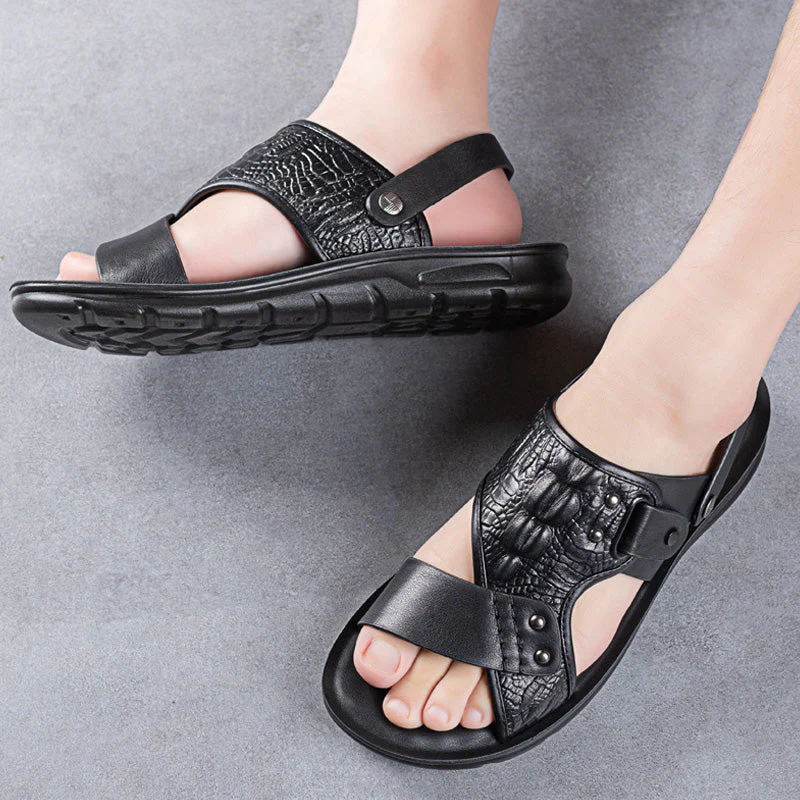Noah – Men’s Leather Sandals with Massage Footbed - Image 10