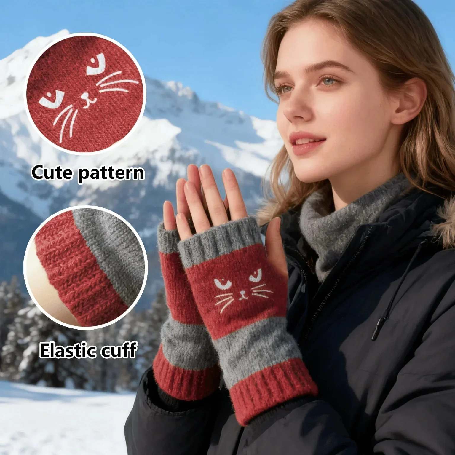 Olivia – Katzenstickerei Fingerhandschuhe | 1+1 GRATIS - Image 5